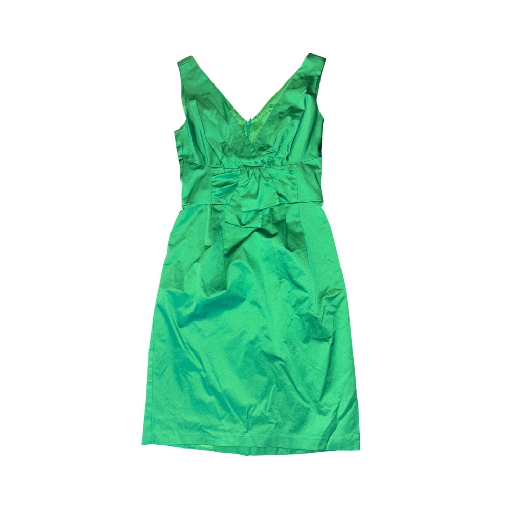 Nanette Lepore Sheath Dress 2 Green V-Neck Bow Detail Cocktail Party